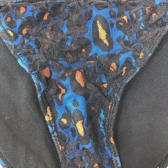 Sinful by Affliction Swimsuit Bikini Bottom Black Blue Orange Lace Size Medium - Picture 4 of 8